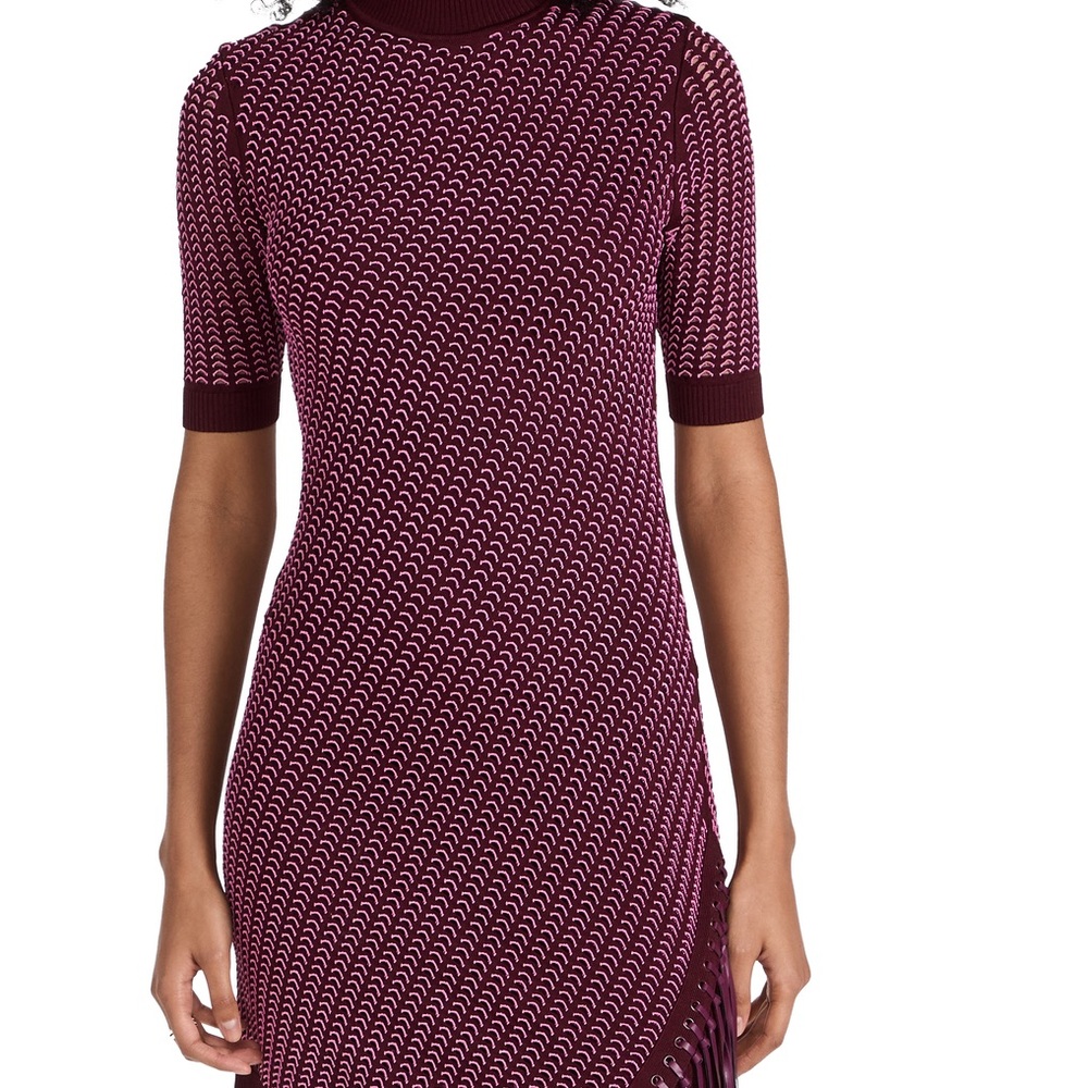 Jonathan Simkhai Burgundy Asymmetrical Knit Dress